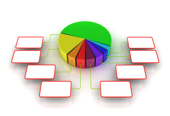 Business infographic pie Chart 8 parts. 3d
