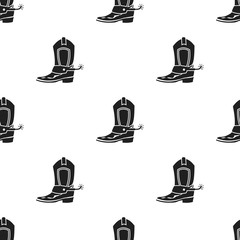 Cowboy boot icon in black style isolated on white background. Wlid west pattern stock vector illustration.