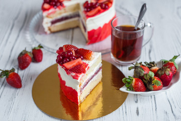 A piece of sponge cake