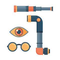 Spyglass telescope lens vector illustration.