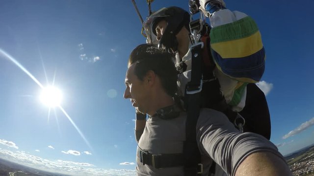 Skydivers landing self portrait