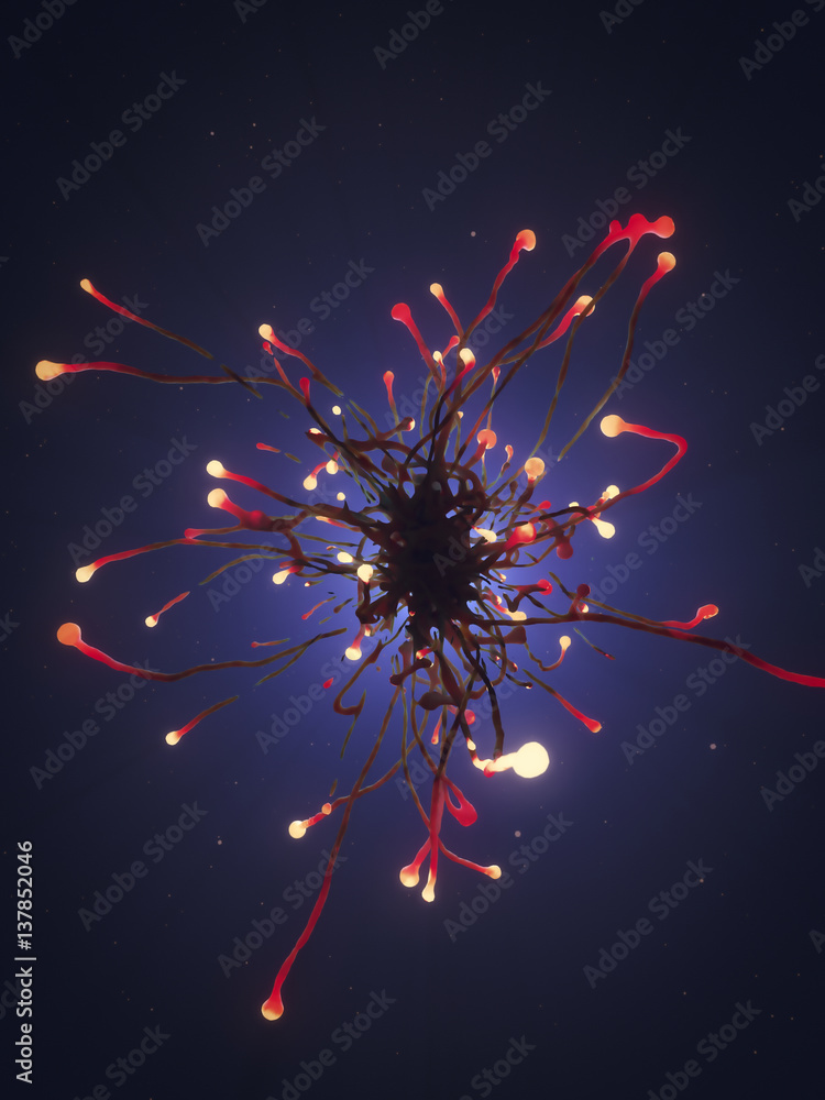 Aufkleber abstract shape with glowing tendrils 3d rendering