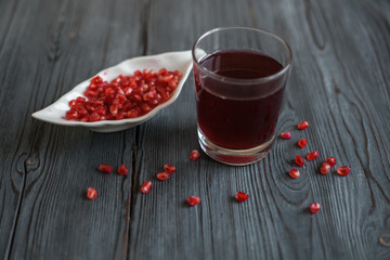 A glass of pomegranate juice