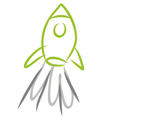 Grüne Rakete fliegt nach Oben