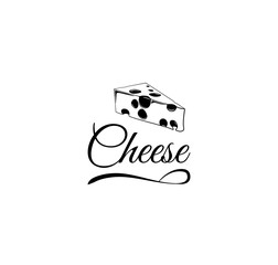 cheese doodle label. vector illustration. isolated on white