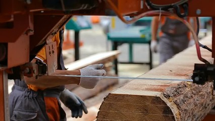 two workers unload boards from the sawmills on the pile - Powered by Adobe