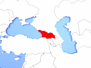 Fototapeta premium Georgia in red on map