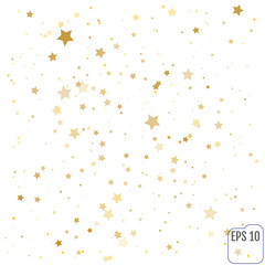 Gold stars. Confetti celebration, Falling golden abstract decoration for party, birthday celebrate, anniversary or event, festive. Festival decor. Vector illustration