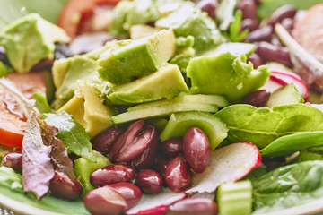 Fresh green salad close up