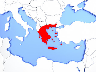Greece in red on map
