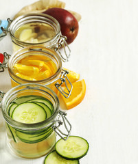 Healthy Spa Water with Fruit and vegetable. and orange spa water