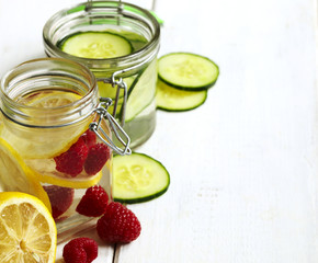 Healthy Spa Water with Fruit and vegetable.