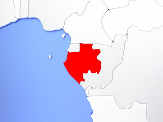 Gabon in red on map