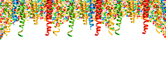 Party decoration border serpentine confetti Holidays background