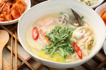 haemul kalguksu.  Noodle Soup with Seafood