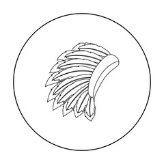 War bonnet icon in outline style isolated on white background. USA country symbol stock vector illustration.
