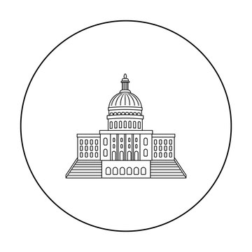 recommend clip art: United States Capitol icon in outline style isolated on white background. USA country symbol stock vector illustration.