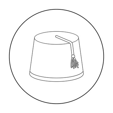 recommend clip art: Fez icon in outline style isolated on white background. Turkey symbol stock vector illustration.