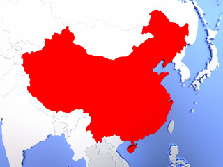 Obraz premium China in red on map