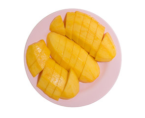 isolated of sliced mangoes