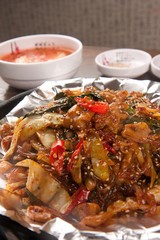 yache gopchang bokkeum. Stir-fried Beef Tripe with Vegetables.