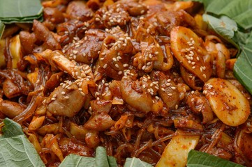 yache gopchang bokkeum. Stir-fried Beef Tripe with Vegetables.