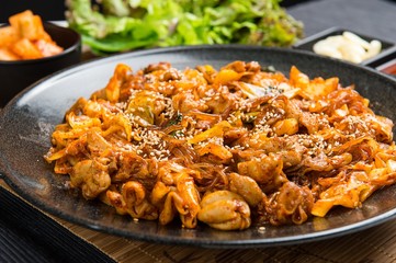 yache gopchang bokkeum. Stir-fried Beef Tripe with Vegetables.