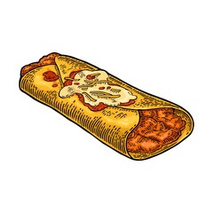 Enchilada - mexican traditional food. Vector black vintage engraved illustration