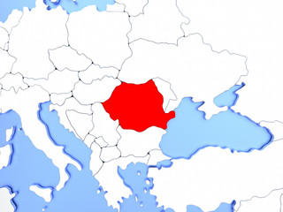 Romania in red on map