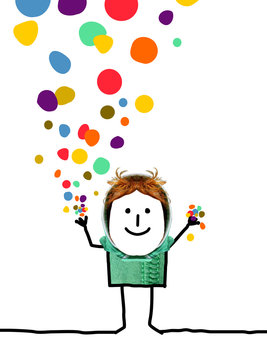 Cartoon people - Happy boy with confetti