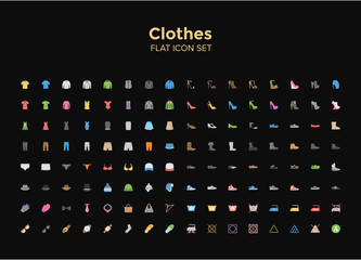 Clothes and Shoes flat Icon set