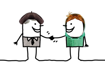 Cartoon people - different men handshake © NLshop