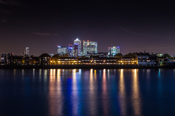 Fototapeta na wymiar Panoramic photo of Canary Wharf view from Greenwich