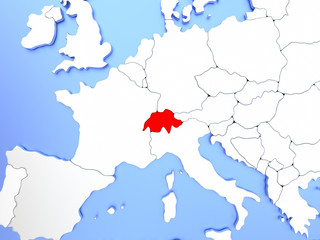 Switzerland in red on map
