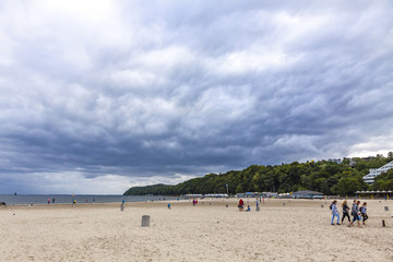 Fototapeta na wymiar Municipal beach in Gdynia, Baltic sea, Poland