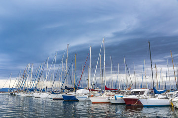 Fototapeta na wymiar Boats in the Port of Cagliari, Sardinia, Italy