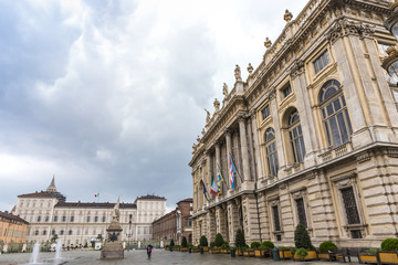Obraz premium Piazza Castello, a city square in Turin, Italy