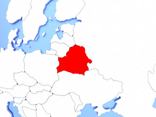 Belarus in red on map