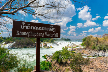 Khon Phapheng fall in Laos, Niagara of Asia waterfall landscape