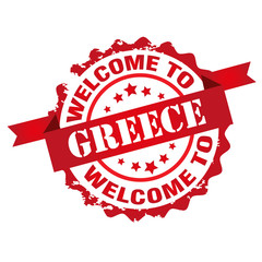 Greece.Welcome to stamp.Sign.Seal.Logo