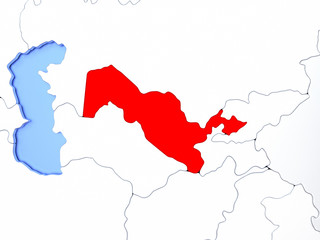 Uzbekistan in red on map
