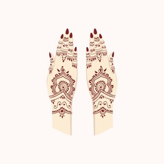 Hands with Henna Mehendi Patterns. Vector illustration Traditional Arts
