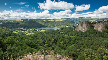 Scenic panoramic view of the Auvergne countryside