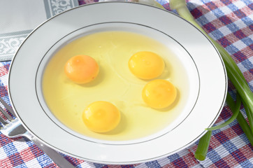 Raw eggs,