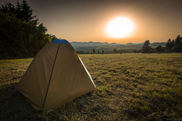 Vacationing in the Auvergne France in a tent