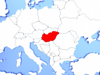 Hungary in red on map