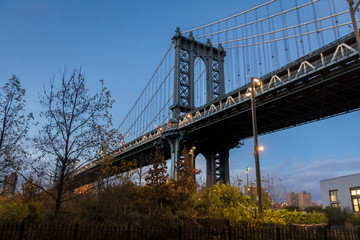 Manhattan Bridge seen from Dumbo on  Brooklyn at sunset - New York, USA