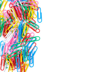 Fototapeta premium Colorful paperclips isolated