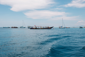 Asian boats in the Indian deep blue ocean
