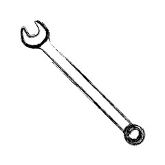 blurred silhouette wrench mixt icon tool vector illustration